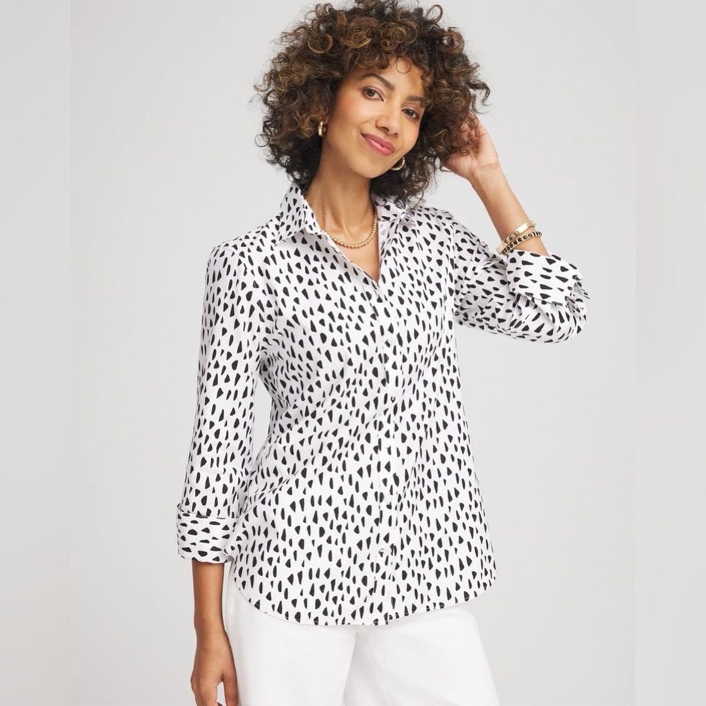 Chico’s No Iron Polka Dot Shirt